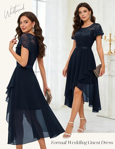 Image of Wedtrend Women's Formal Wedding Guest Dress Ruffle Bridesmaid Dress Flutter Sleeve Prom Dresses for Teens