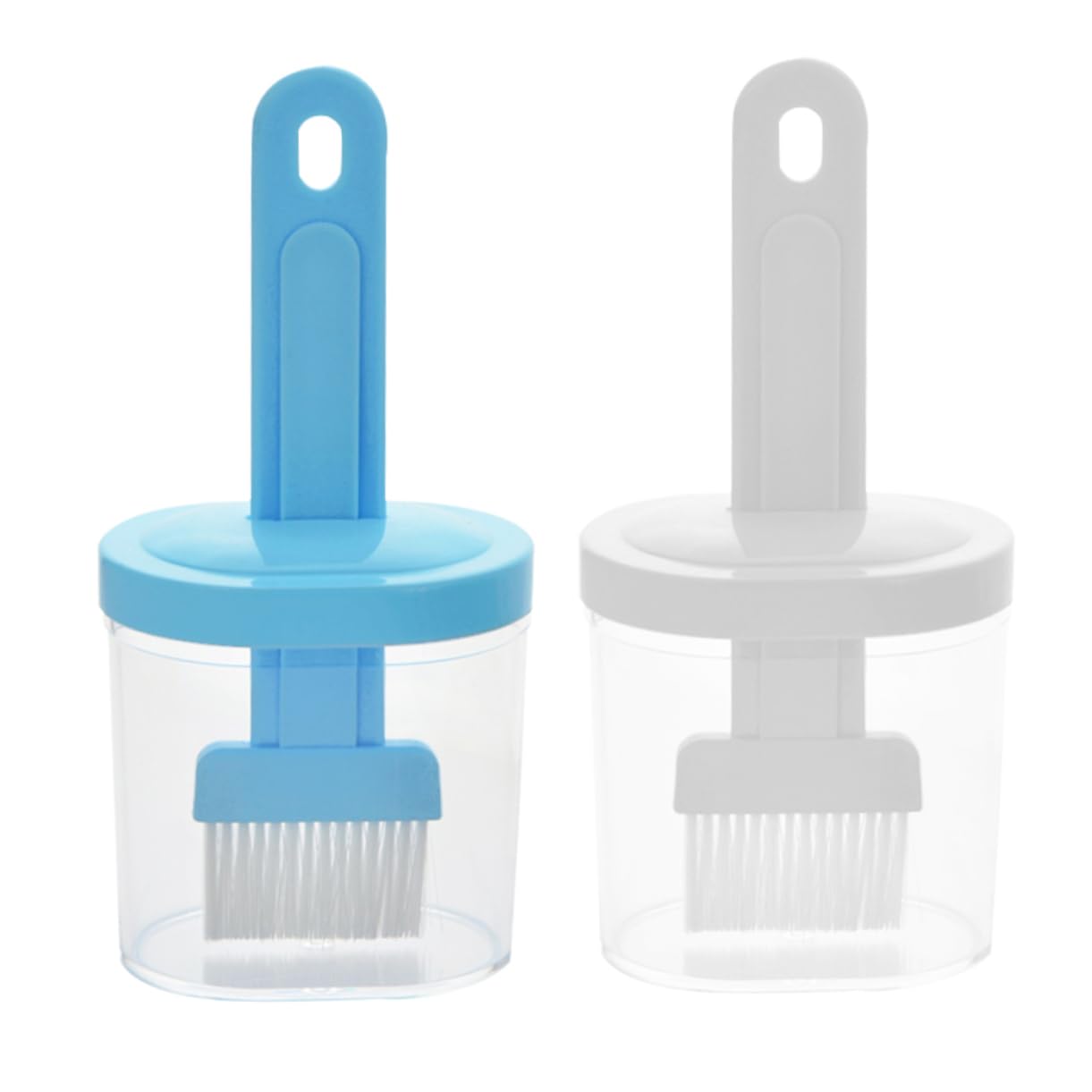 BEBEMOKO 2Pcs Basting Brush with Container Heat Resistant Bbq Brush for Sauces Oil and Marinades for Meat Pastries and Baking Random Color