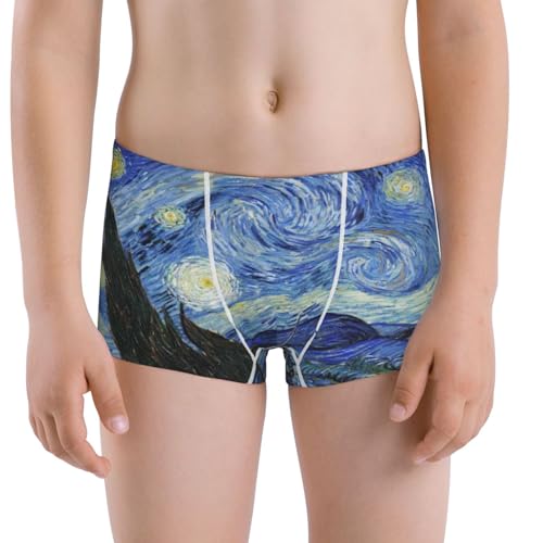 Boys' Cotton Boxer Brief Soft Underwear-The Starry Night