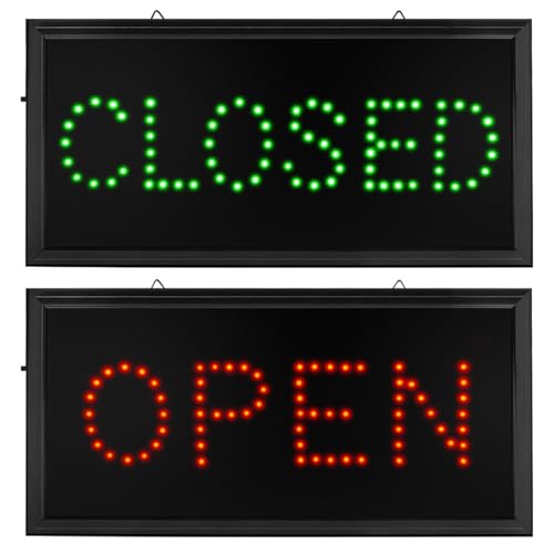 Open Closed Sign for Business - Led Open Closed Sign - Motion Light Sign with US Plug and On/Off Switch - Great for Bar, Coffee Shop, Pizza Store, Restaurant, Hotel, ATM and Party (Open Closed)