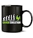 Produktbild Gamer Evolution Nerd Fun Tasse Becher Kaffeetasse Kaffeebecher gaming pc konsole tisch zubehör mauspad xxl controller games spiele deko sessel booster setup anime guthaben rgb level up gadgets ps