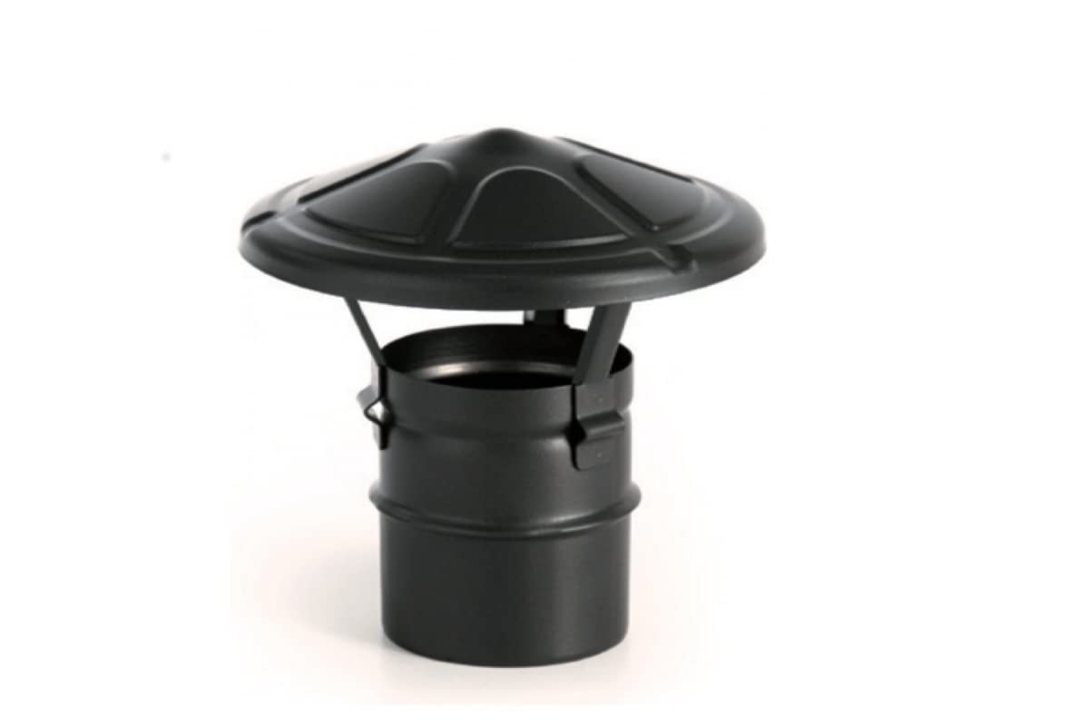 Terminal chino negro de acero inoxidable para estufas de pellets terminal sombrero chino (D 80 mm)