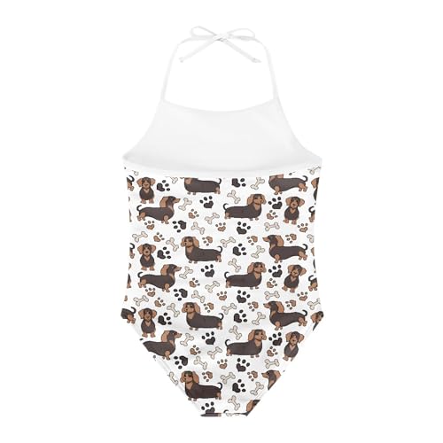 Image of Cute Backless One Piece Swimsuits for Girls Adjustable Halter Strap Bathing Suit Beach Swimwear for Girls