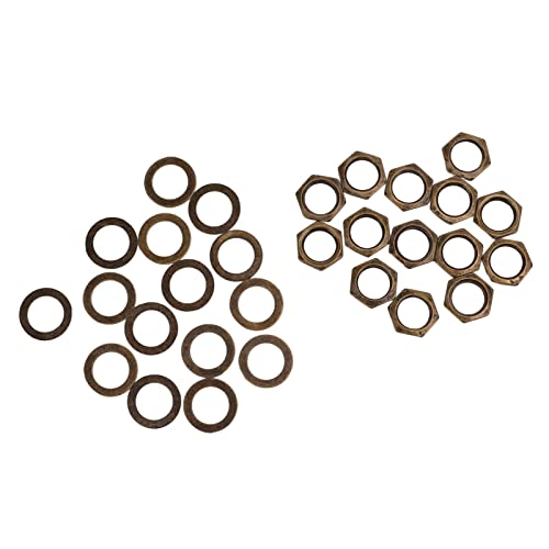 Jeffergarden ギターベース用ナットワッシャーキット、M9雌ネジ、金属製、14個セット、0.75mmピッチ、エレキギター・ベース修理用、ジャックソケット接続パーツ (ブロンズ)