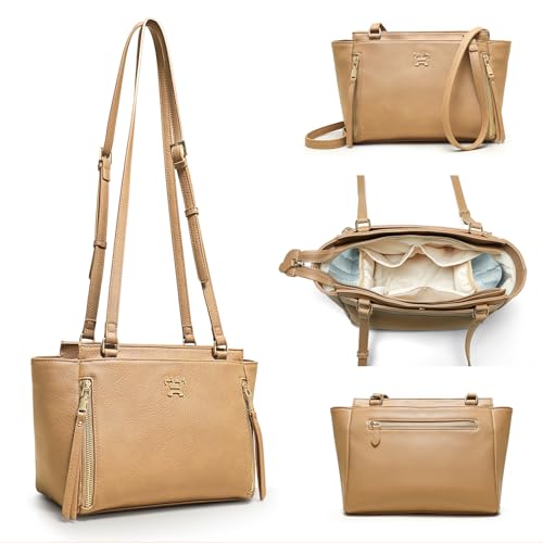 Image of miss fong Leather Small Diaper Bag Crossbody Diaper Bags Diaper Clutch | 7 Pockets 2 Insulated Pockets Adjustable Shoulder Strap,Waterproof Crossbody Bags for Women, Stylish Crossbody Purse