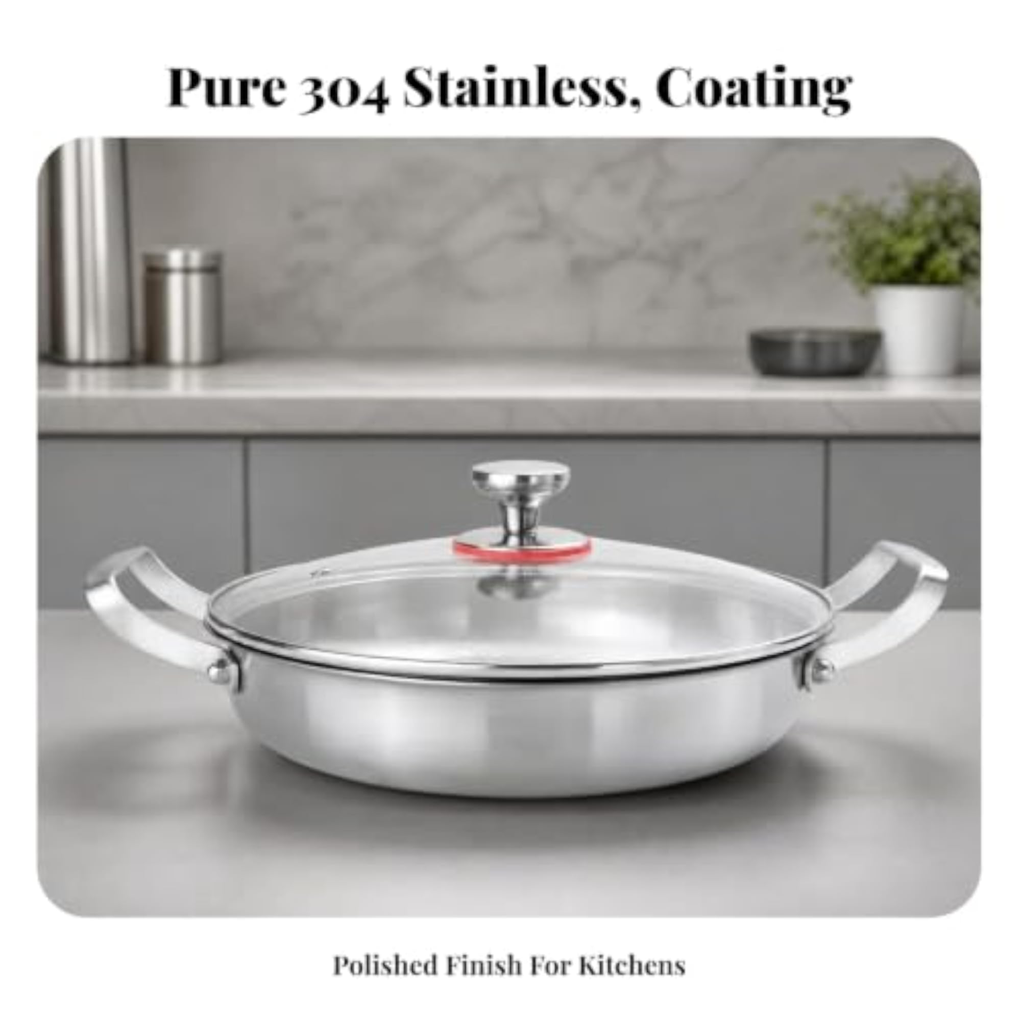 Induction Compatible Triple-Layer Stainless Steel Frying Pan