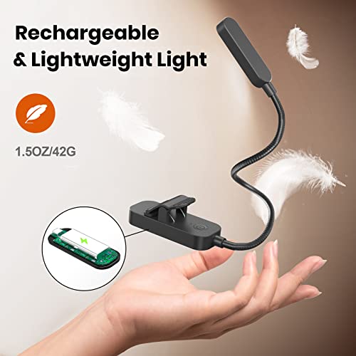 Axx Clip On Rechargeable Book Light, 2 Pack Reading Light For Bed, Led Book Light For Reading In Bed With Adjustable Brightness Settings, 450Mah Battery, 1.5 Ounces Lightweight Clip Lights For Kids #TOP3