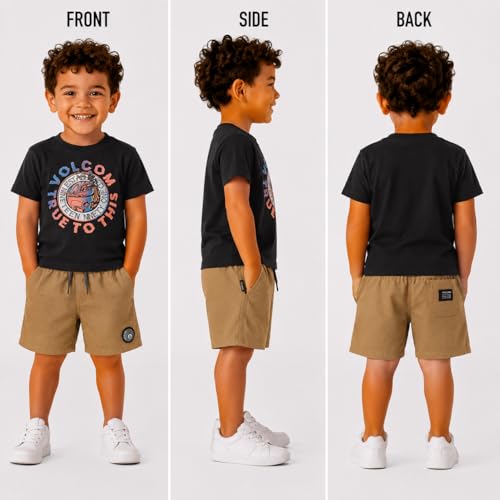 Image of Volcom Toddler Baby Boy Shorts Set - 2 Piece Short Sleeve Graphic Tees and Shorts Infant Toddler Little Boys Summer Outfits