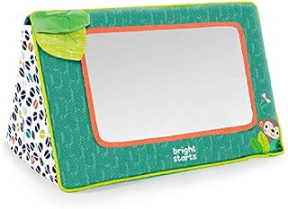 Bright Starts, Sit and See Safari Floor Mirror Tummy Time Activity Toy, Tummy Time, Self Discovery, Crinkle Sounds, Folds Flat for Easy Storage, Jungle Themed, Ages Newborn +
