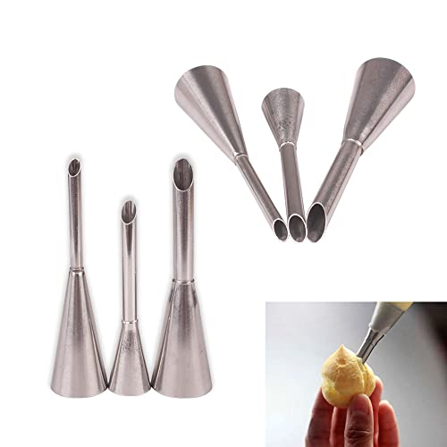 WSNDM Set de Boquillas, Acero Inoxidable, Boquillas para Manga, Boca de Relleno, de Crema Puff Boquilla Punta Diy Pequeña Torta de Pastelería para Hornear Decorating Herramientas (6pcs) Cover