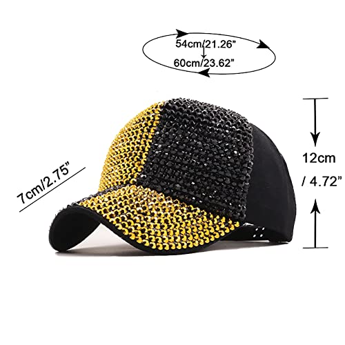 Keky Shiny Bling Visor Baseball Caps With Rhinestone Trucker Hats For Men Women Hip-Hop Hat Adjustable Sun Hats (Red And Black Rhinestone), One Size #TOP2