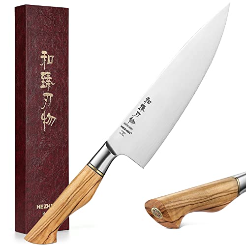 HEZHEN Kochmesser-Profi-8,3-Zoll-14C28N Sandvik-Stahl, Küchenmesser Gyuto-Messer-Master-Serie Chefkochwerkzeug zu Hause, Restaurant-Olivenholzgriff Cover