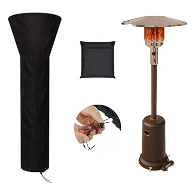 Patio Outdoor Heater Covers Round Stand Up Patio Heater Cover Waterproof Heaters Covers for Standing Heater with Zipper and Storage Bag Black