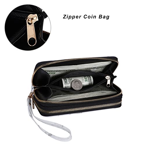 Image of Cellphone Wallet for Women Dual Zipper Long Purse with Removable Wristlet