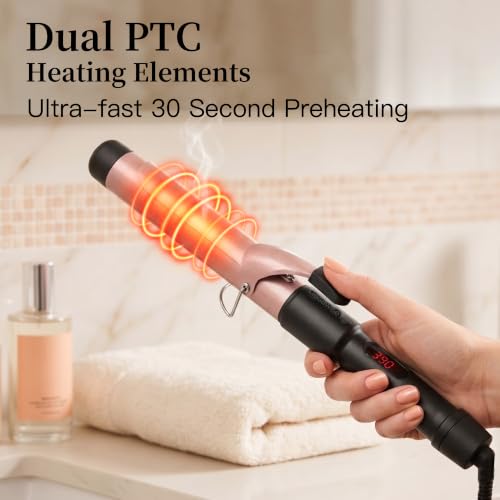 Image of Unlock Your Hair's Potential with MegaWise Pro: 1 1 /4 inch Ceramic Barrel, 60s Fast Heating, Anti-Scald Grip, and Complete Styling Kit for Effortless Glamour!