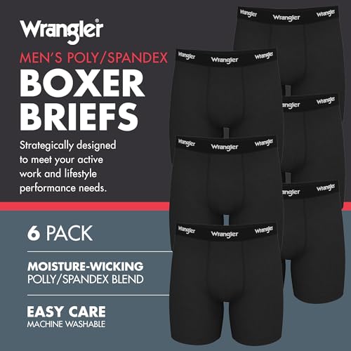 Wrangler Ranger Men’s Active Stretch Boxer Briefs, Moisture-Wicking, 4-Way Stretch, Gusseted Design, 6-Pack2