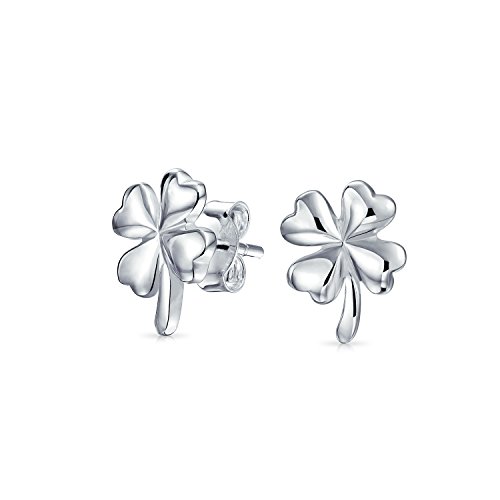Good Luck Irish Celtic Four Leaf Clover Open Stud Earrings For Women Polished Finish 925 Sterling Silver 11MM