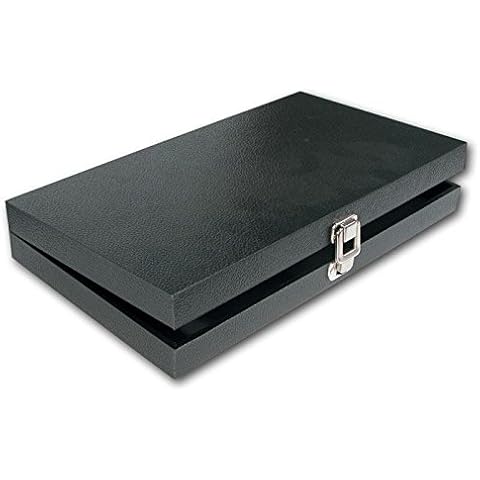 Display and Fixture Store Black Leather Wrapped Full Size Jewelry Tray With Solid Lid ~ 14 3/4" x 8 1/4" x 2 1/8" Cover