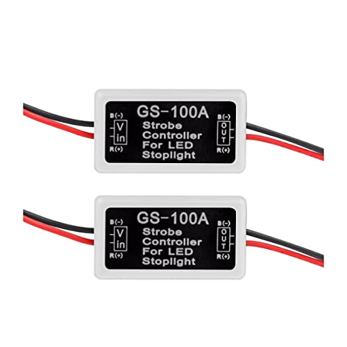 Moioee Car Flash Strobe Controller, 2Pcs Brake Light Flasher Module, 12-30V Led Brake Flasher Stop Light, Abs Auto Flash Module Flash Strobe Controller For Motorcycles Trucks Tail Stop Light (White) #TOP20