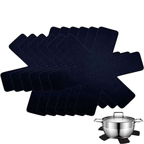 Pan Protectors - 6 Pieces Pan Protection Felt, 38 cm Extra Thick Pot Trivet, Stackable Protection, Adjustable Size Pot Protector, Black Cover
