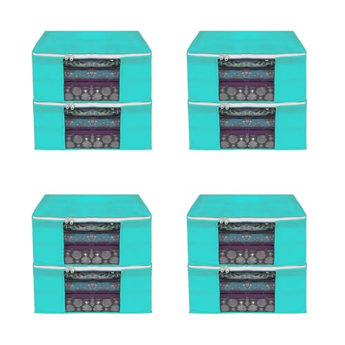 Image of AI ANKIT INTERNATIONAL Saree Cover Bag /Solid Green Clothes Storage Bag /Saree Covers For Storage /Pack of 8