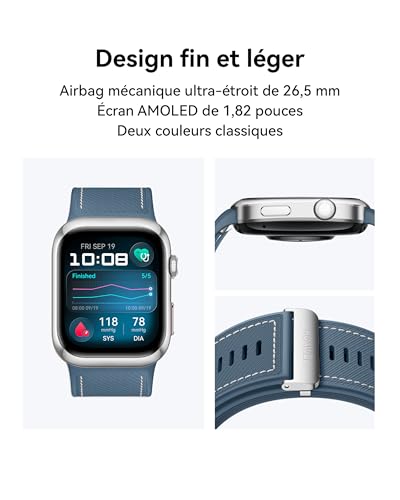 HUAWEI Watch D2, Montre Connectée, Mesure ambulatoire de la Pression artérielle, Analyse ECG, Surveillez fréquence Cardiaque, SpO2, fréquence respiratoire, Design Fin et léger, iOS & Android, Noir