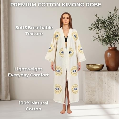 Image of Evil Eye Kimono Robe - Beach Kimono Coverups for Woman