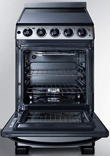 Summit Rex2071Ssrt 20" Wide Slide-In Look Smooth-Top Electric Range In Stainless Steel With Oven Window, Adjustable Racks, Hot Surface Indicator, Indicator Lights, Upfront Controls- Cord Not Included #TOP7