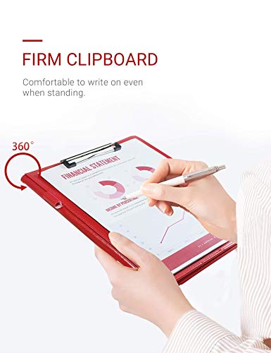Image of Mymazn Padfolio Clipboard Folder Portfolio, Faux Leather Storage Clipboard with Cover for Legal Pad Holder Letter Size A4 Writing Pad for Business School Office Conference Notepad Clip Boards (Red)
