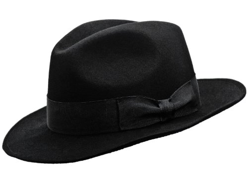 Sterkowski Rabbit Fur Felt Classic Vintage Fedora Hat 58 cm Black