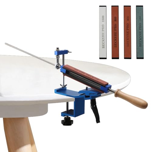 Cuchillo afilador, de ángulo fijo y ajustable cuchillo-clip profesional cuchillo afilado kit con 6 piedras de rodadura para todos los cuchillos de cocina