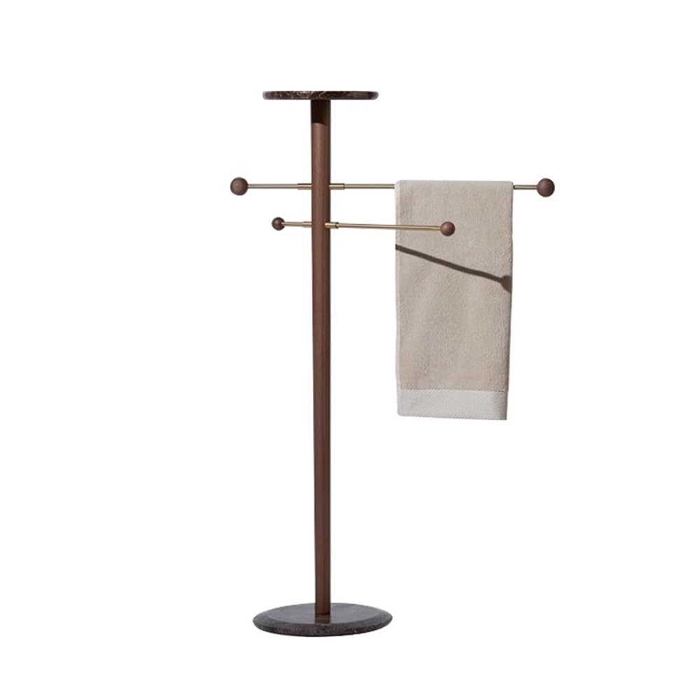 towel rail Modern Bathroom Floor-standing Mobile Marble Towel Rack Bracket Light Luxury Simple Style(Bruin)