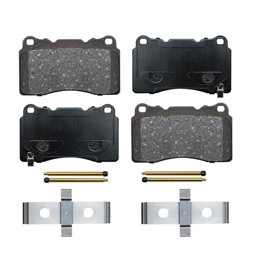 Image of Detroit Axle - Front Brake Kit for 2015-2019 Cadillac ATS 12.64 inch inch Drilled and Slotted Disc Brake Rotors Ceramic Brakes Pads with Hardware 2016 2017 2018 Replacement