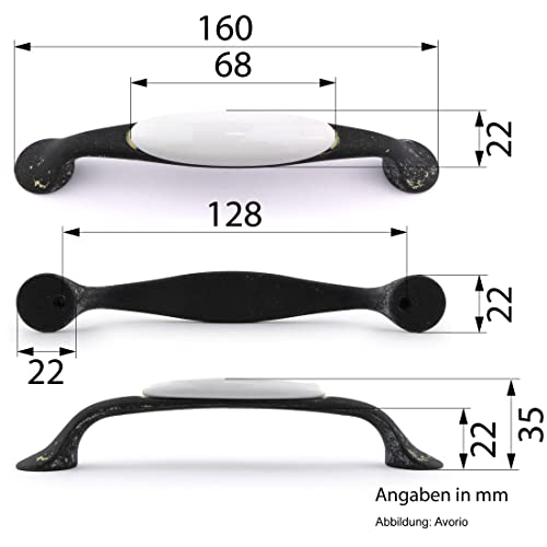 Landhausstil Bogengriffe CURVA mit Porzellan-Inlay Ähre 23 x 31 x 160 – Stilmelange Qualität aus Europa seit 1998 - 2