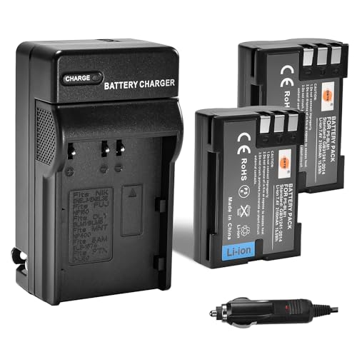 DSTE 2pcs PS-BLM-1 BLM-1 Battery + Travel and Car Charger Adapter DC11 Compatible with Olympus Evolt E-300 E-330 E-500 E-510 C-5060 C-7070 C-8080 E-1 E-3 E-30 E-520