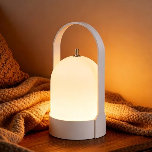 Tubicen Portable LED Lantern Table Lamp Battery Operated Rechargeable Cordless Lamp for Table 4-Level Touch Dimmable Night Light for Camping Bedroom Dining Room Balcony Restaurant