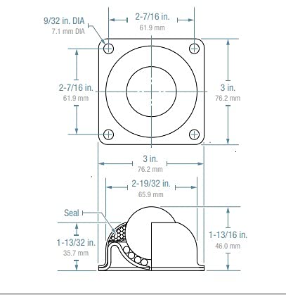 BT-1-1/2CS Hudson Bearing Ball Transfer, Four Hole Mounted, Carbon Steel