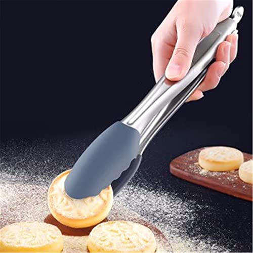 Pinzas de cocina de acero inoxidable, pinzas de silicona resistentes para cocinar a la parrilla, barbacoa y servir, ideales para filetes, verduras y mucho más