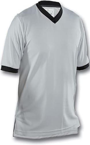 Smitty USA-218 Gris Extremos y cuello negros Camisa oficial de baloncesto de malla (talla S)