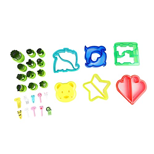 Aumotop Cortador de Sándwich, 6 Piezas Cortador de Sándwich y Sellador, 12 Piezas Formas Frutas y Verduras para Galletas con 10 Tenedores Comida, Molde para Hacer Sándwiches Pan Hornear en Casa