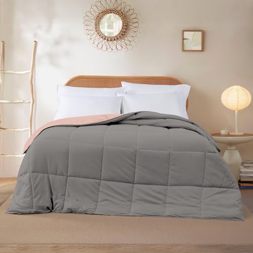 Image of Modern Threads Down Alternative Reversible Comforter Charcoal Gray /Blush King