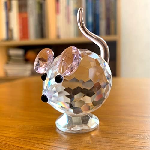 Clear Crystal Cute Animal Figurines Glass Sculpture Paperweight Home Decors Table Ornament,Mouse