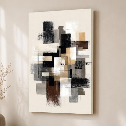 Image of Modern Abstract Stretched Canvas Painting For Living Room | Multicolor Structural Stretched Canvas Wall Art For Livingroom Home Decor, Bedroom, Hallway's, Office, Hotel - 56x86 cm