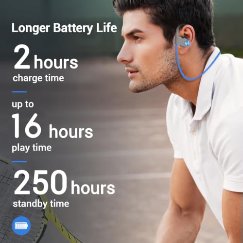 Image of Bluetooth Headphones, Bluetooth 5.3 IPX7 Waterproof Wireless Sports Earbuds for Workout Gym, 16 Hrs Playtime Running Headphones with Noise Cancelling Mic, HiFi Bass Stereo in-Ear Earphones