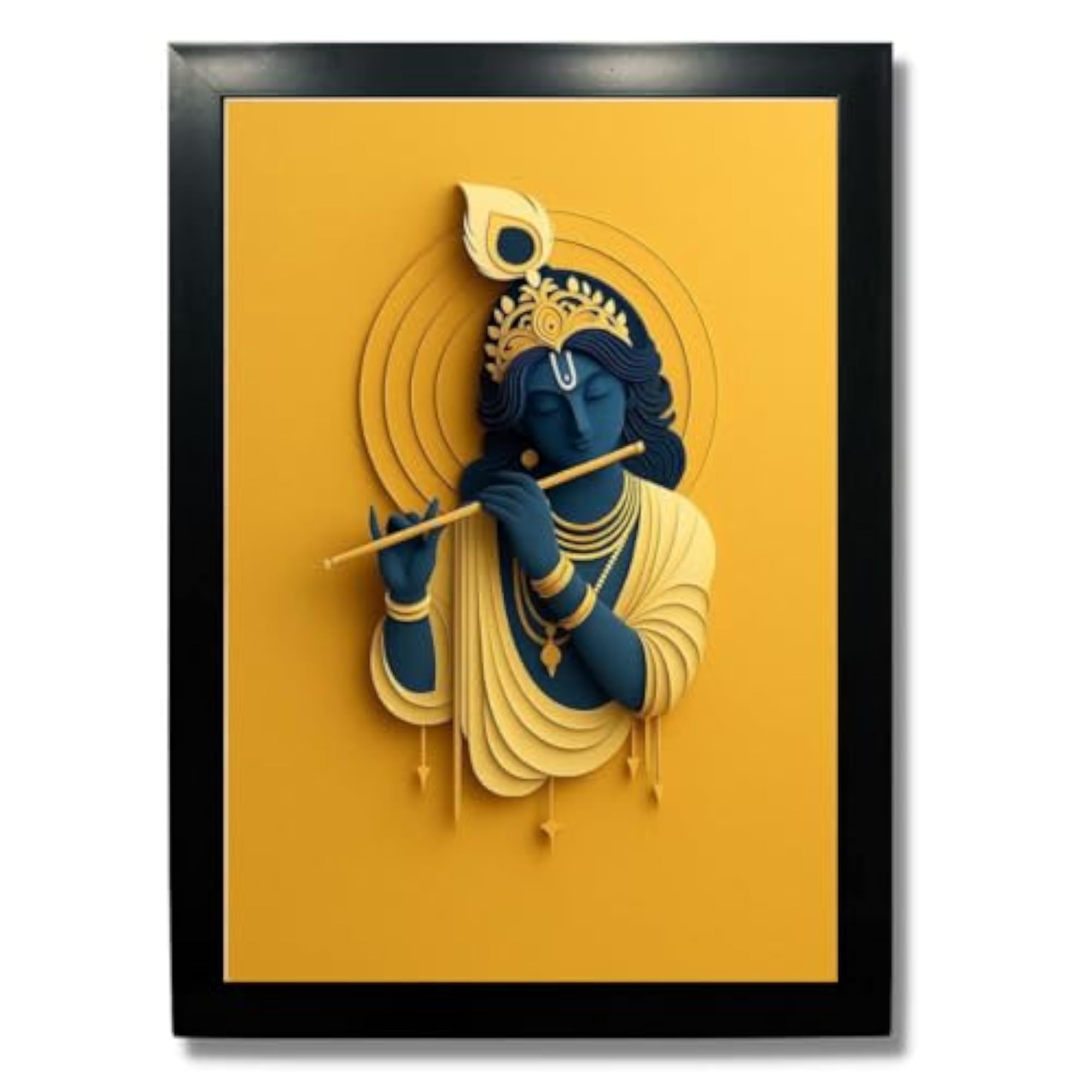 Lord Krishna Wall Art Frame, A4 Size Inspirational Decor