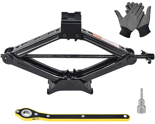 Car Jack Kit 2 Ton, Heavy-Duty Universal Scissor Jack for Car, Portable Car Jack Kit with Ratchet Wrench, Labour-Saving Scissor Floor Lift Jack for Cars/SUVs/MPVs