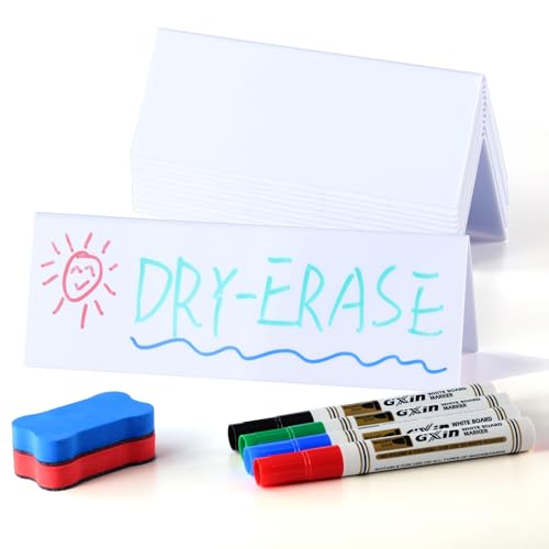 12 Pcs Dry Erase Name Tent Cards for Table, Reusable Name...