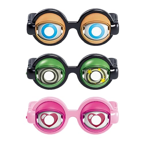JINJUMEI 3PCS Funny Glasses for Adults Crazy Eye Glass Googly Crazy Eyes Glasses Funny Prop Glasses Eyes Glasses Adult Size Silly Sunglass With Blinking Eyeball for Party and Performances