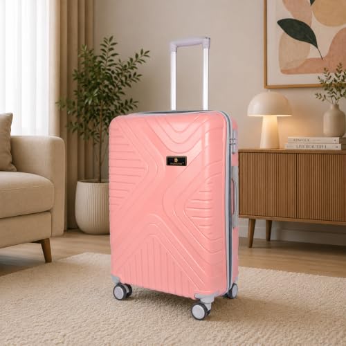 Image of Small Cabin Suitcase Rose Gold Polypropylene Hard Shell Trolley Bag with 360 Degree 8 Spinner Wheels and Number Lock, 54 cm