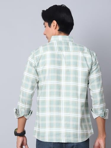 Image of Majestic Man Men Comfort Slim Fit Opaque Checked Cotton Casual Shirt